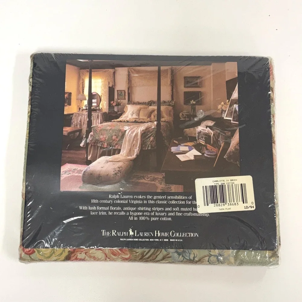 NEW Classic Ralph Lauren Charlotte Floral Fruit Twin Flat Sheet French Country